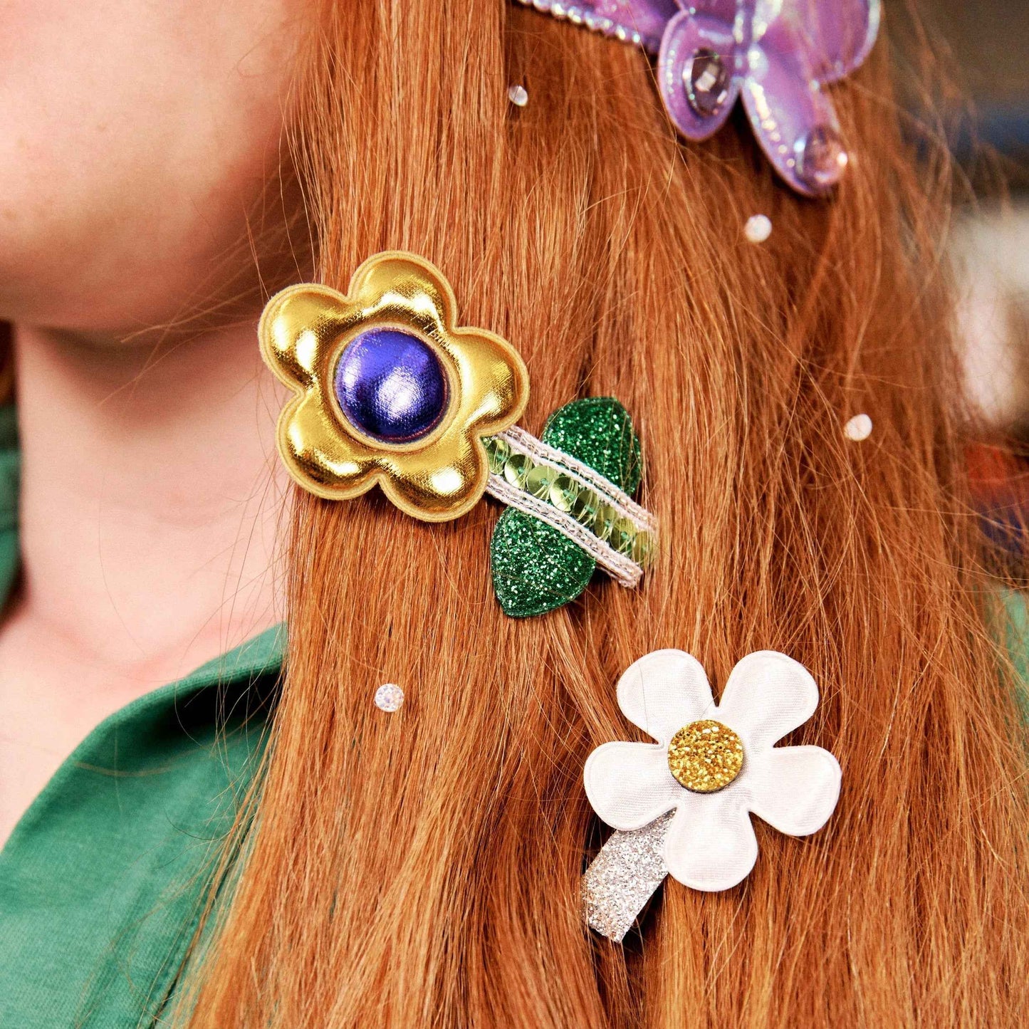 METALLIC FLOWER HAIR CLIP