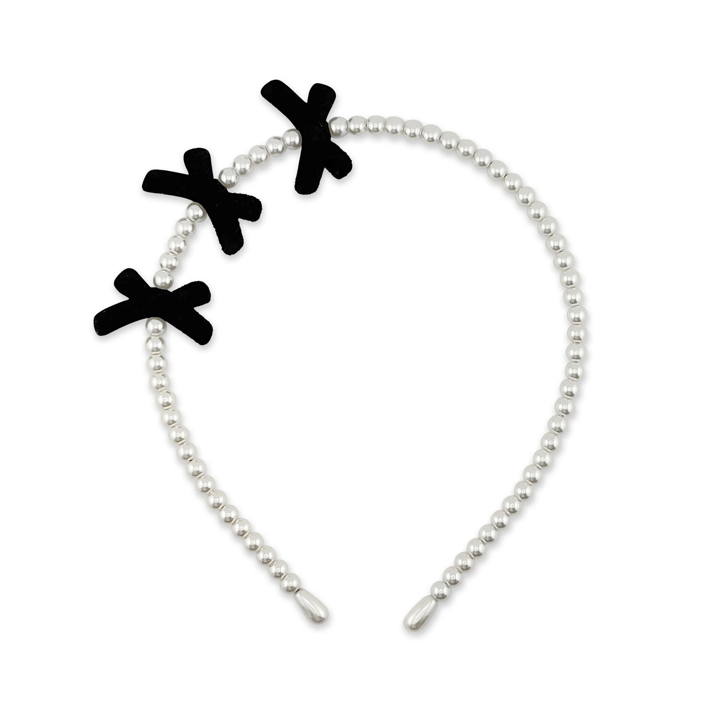 TRIO RIBBON PEARL HEADBAND