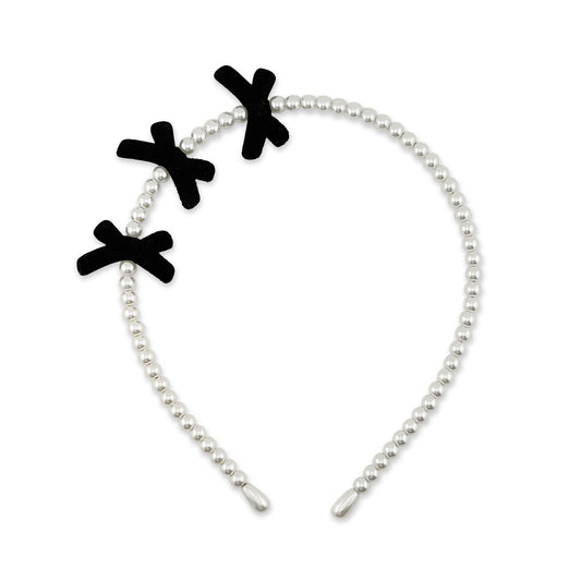 TRIO RIBBON PEARL HEADBAND